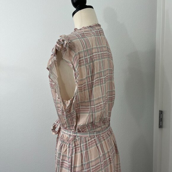 Adelyn Rae Large Pink Plaid Sleeveless Prairie Flounce Dress with Pockets - Picture 5 of 16